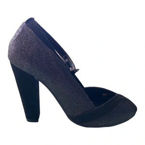 Bruno Menegatti Black Ankle Strap Open Toe Pump SZ 9